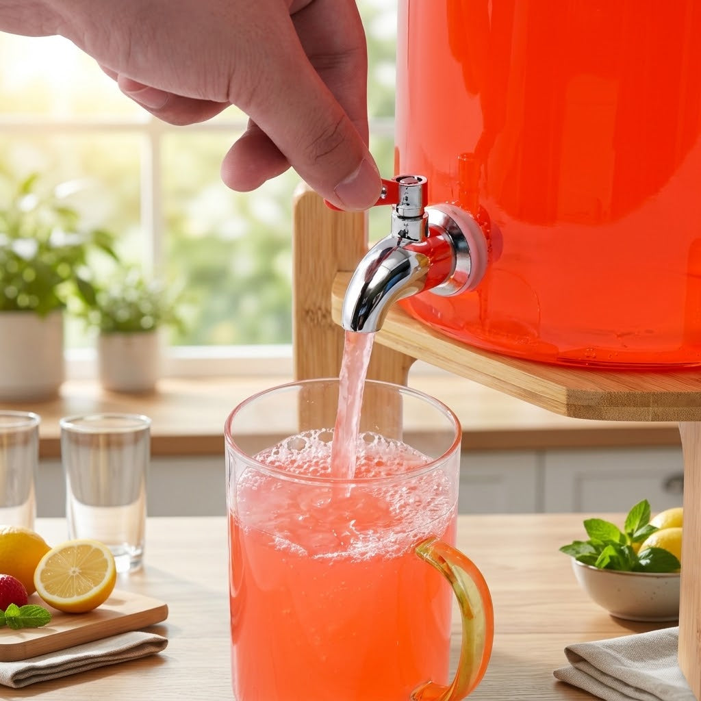 Drink Serve Dispenser with Wooden Stand