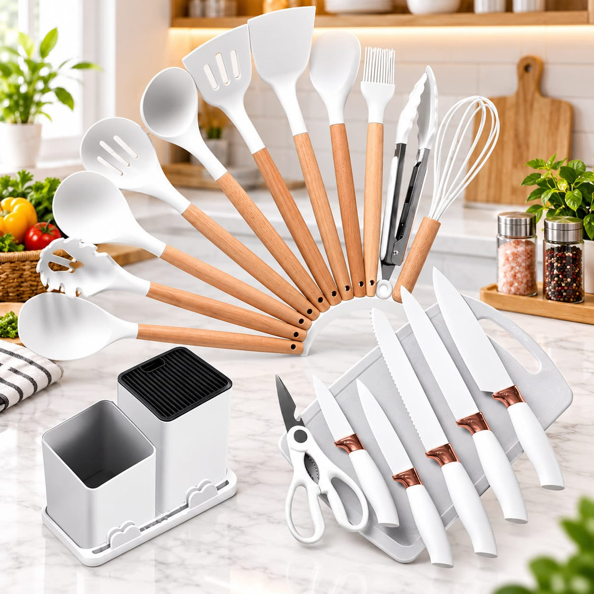 Knife & Utensil Set with Stand