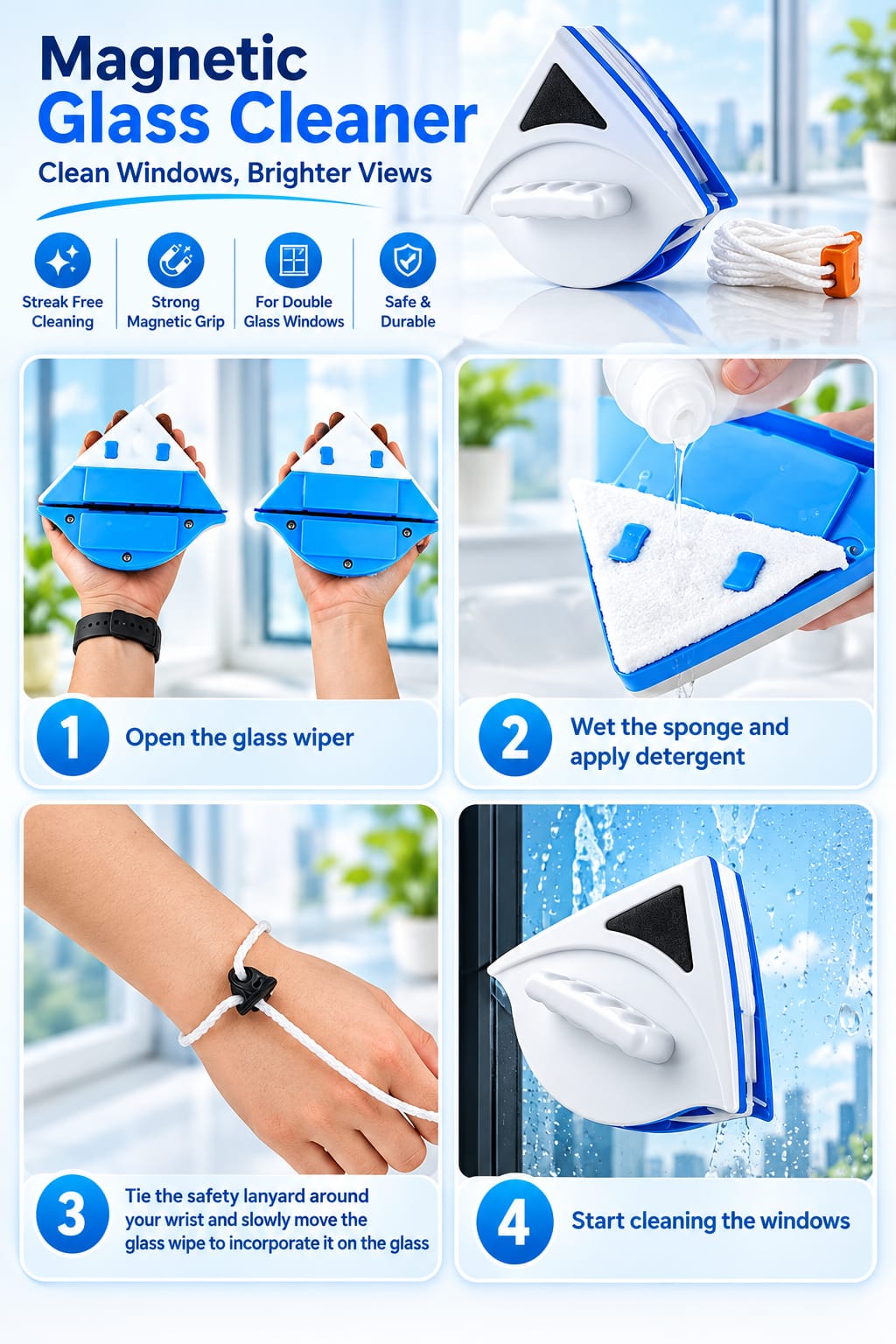 Doublefaced Glass Cleaner Magnetic